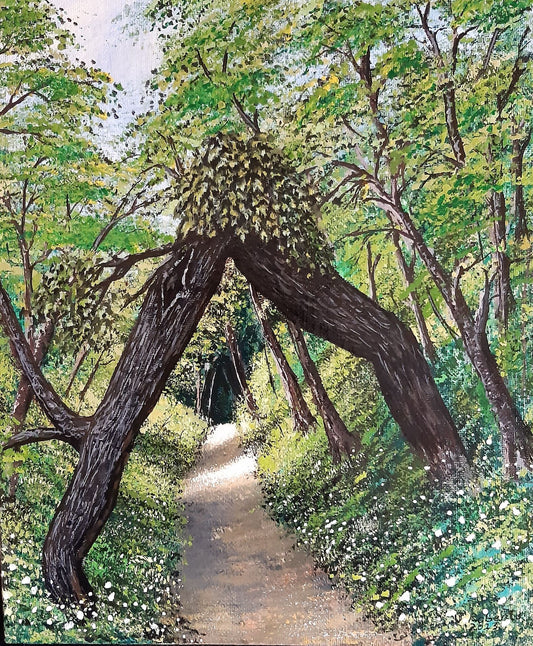 MTGC-0127 Woodland Arch Walk, hardboard canvas art 10x12 inches.