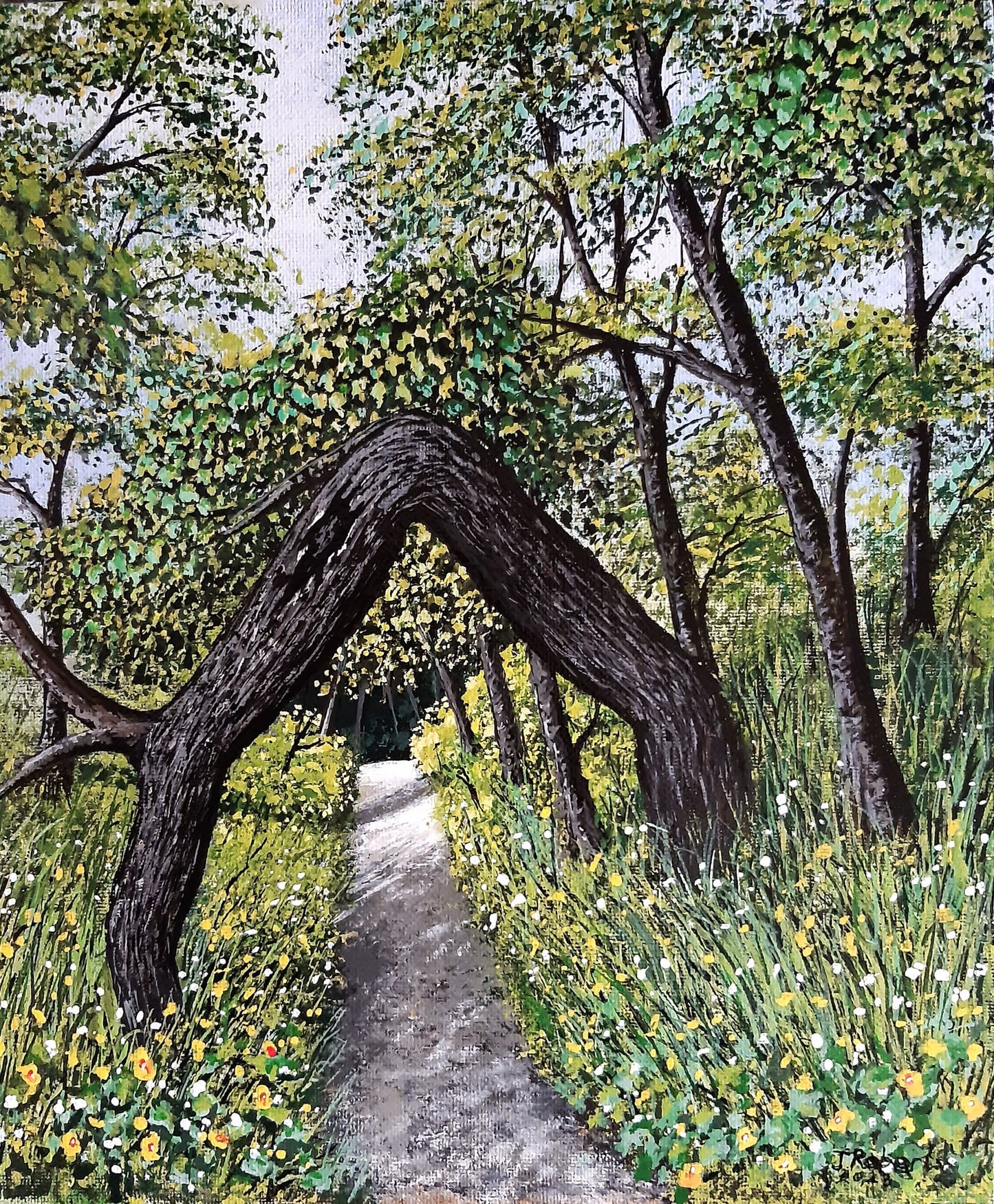 Woodland Arch Walk – Original Gouache Painting on Canvas.
Immerse your space in the tranquil beauty of Northumberland’s natural landscape. Woodland Arch Walk is a original, hand-painted gouache artwork capturing a nostalgic, sun-dappled memory of Hareshaw Linn. With soft shadows filtering through the trees and vibrant wildflowers lining the path, this piece brings a calming, peaceful energy to any room. Size 10" (W) x 12" (H) / 25.4 cm x 30.5 cm.
One-of-a-kind signed by the artist Joanne Roberts.
