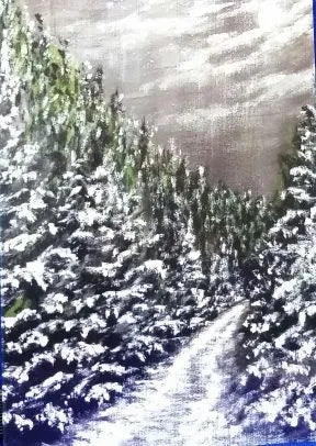 Christmas Card, Moonlit Forest Trail