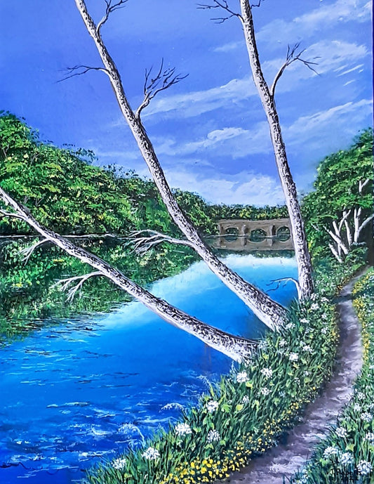 MTGC-0125 Original canvas artwork - River Walk 14x18x.05 inches