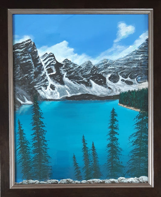 MTGC-0126 Original artwork, framed Spring Mountain Lake. 19x23x1 inches. 
