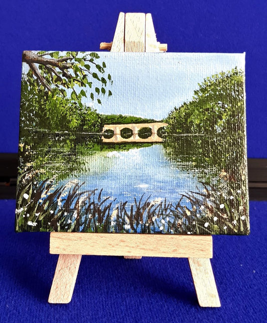 MTGU-3240 Original artwork, mini easel and canvas - Tyne Bridge
