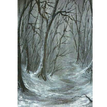 Christmas Card - Woodland Walk
Print of an original artwork by Joanne Roberts, View of a deep shady winter woodland walk. Single card, folded vertically on the left, includes white envelope and cello packaging. Blank inside for your personal messages and memories to be added. Size 5 x 7 inch