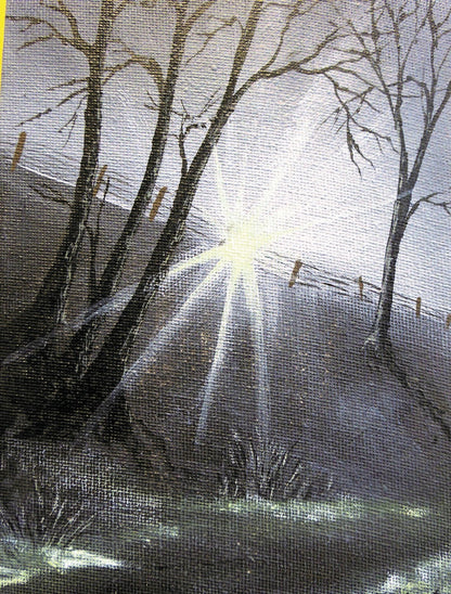 Sunrise – Original Art Greeting Card by Joanne Roberts. Capture the quiet beauty of a Northumberland morning. .Blank inside for your heartfelt messages and memories to be added. Size A6 (5 x 7 inch)