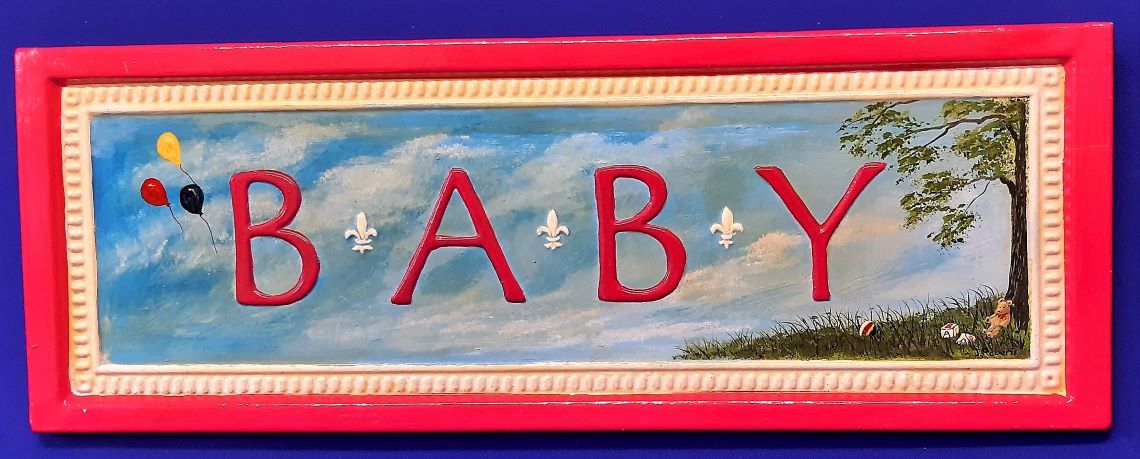 MTGU-3020 Original artwork on metal plaque - for Baby Girl