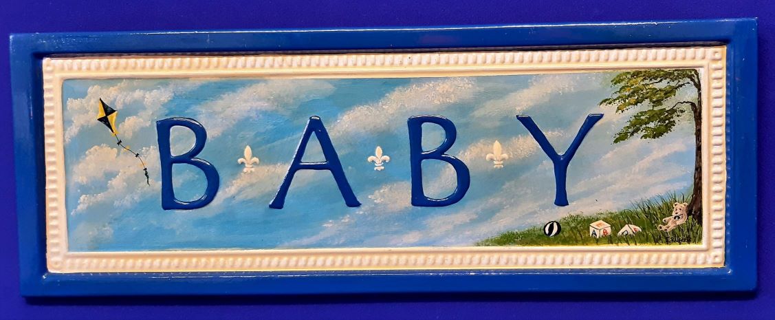 MTGU-3023 Original art on metal plaque - for Baby Boy