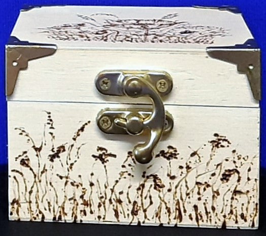 MTGU-3220 Original fire art on a trinket box - side view  - wild flowers.